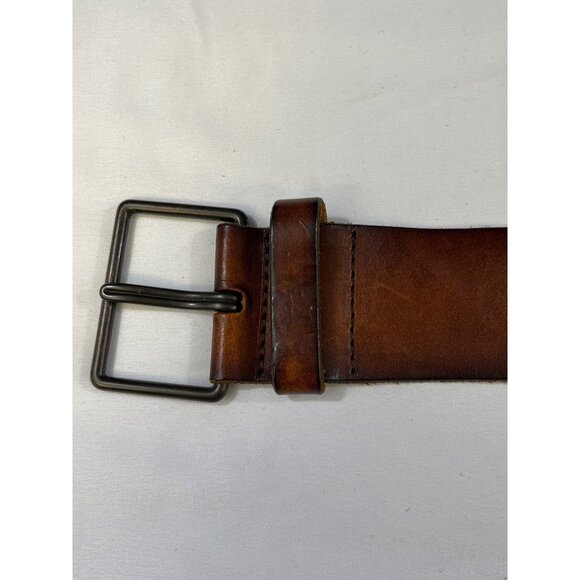 Vintage Unisex Brown Leather Belt Size S (39" Long) SKU 6288 - Picture 3 of 9